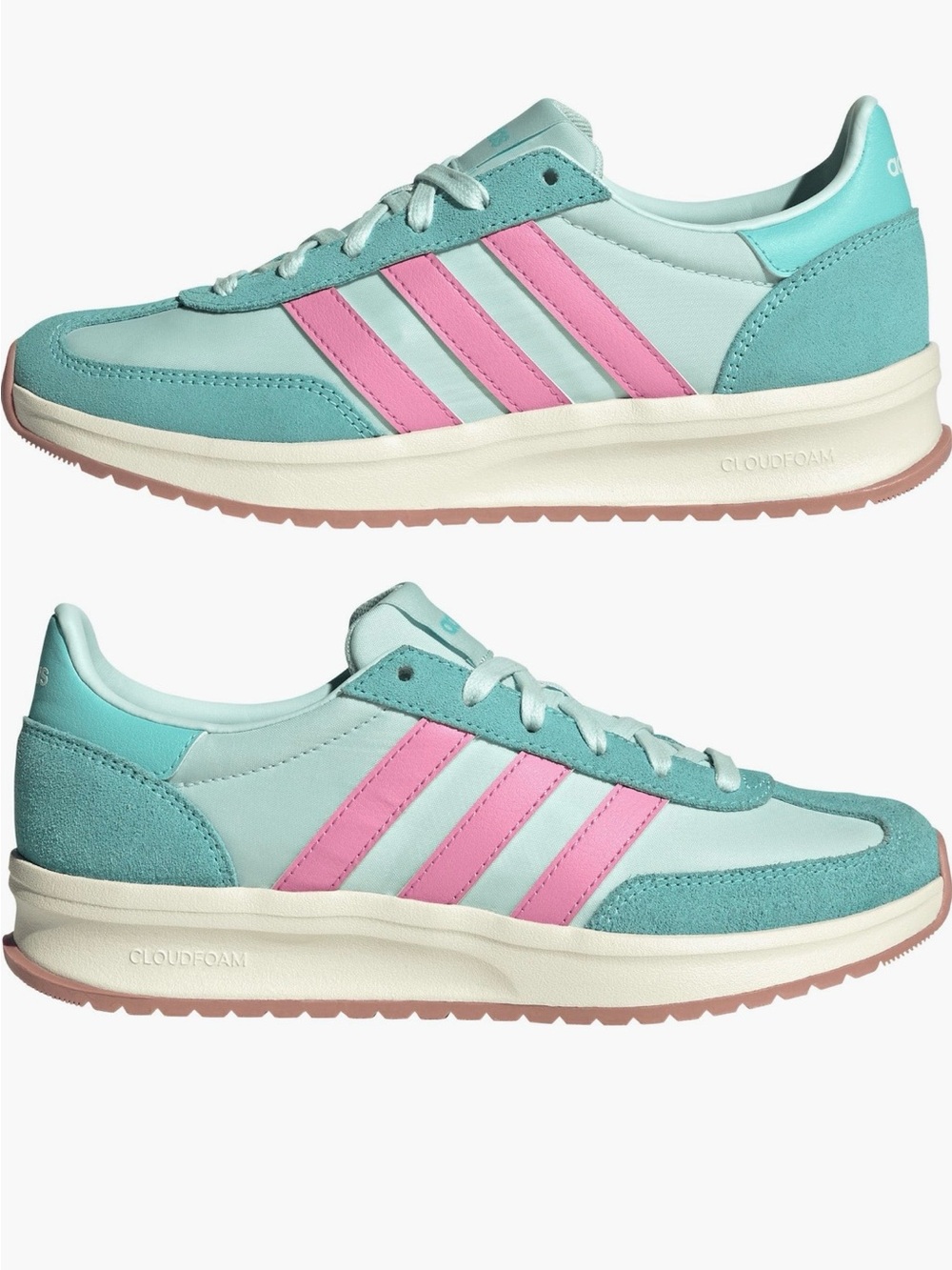 Adidas Run 70s 2.0 Sneaker Halo Mint Bliss Pink Off White Colorway Women's 7.5 - Picture 9 of 15